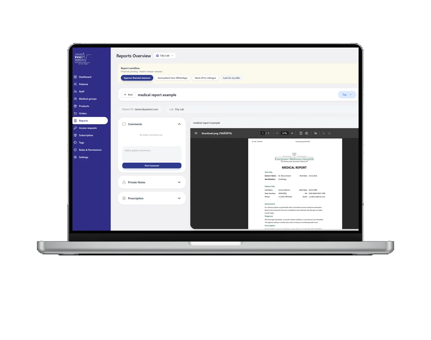 Innovamedi: Medical Reports Platform